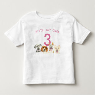 Camiseta Birthday Girl Watercolor Puppy Dogs