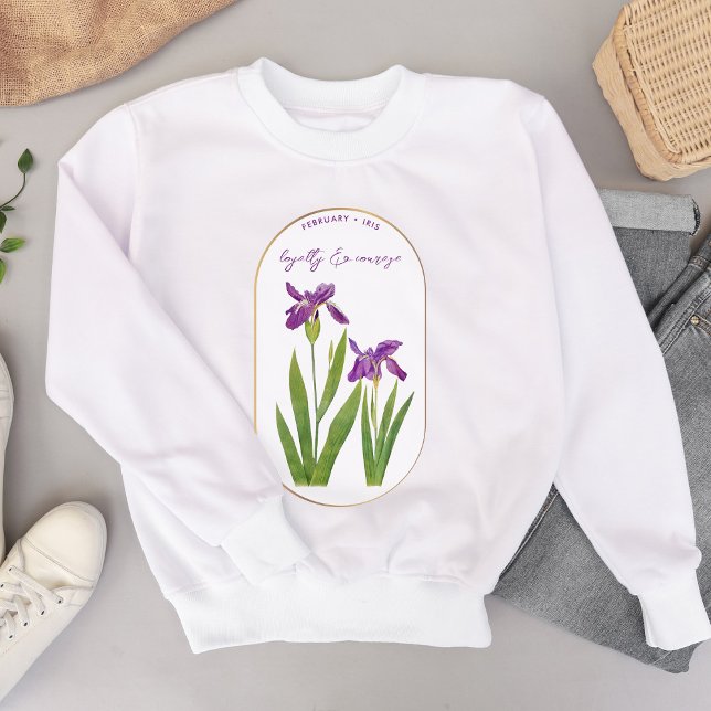 Camiseta Birthday Iris fevereiro (Birth Flower Month February Birthday Iris Sweatshirt)