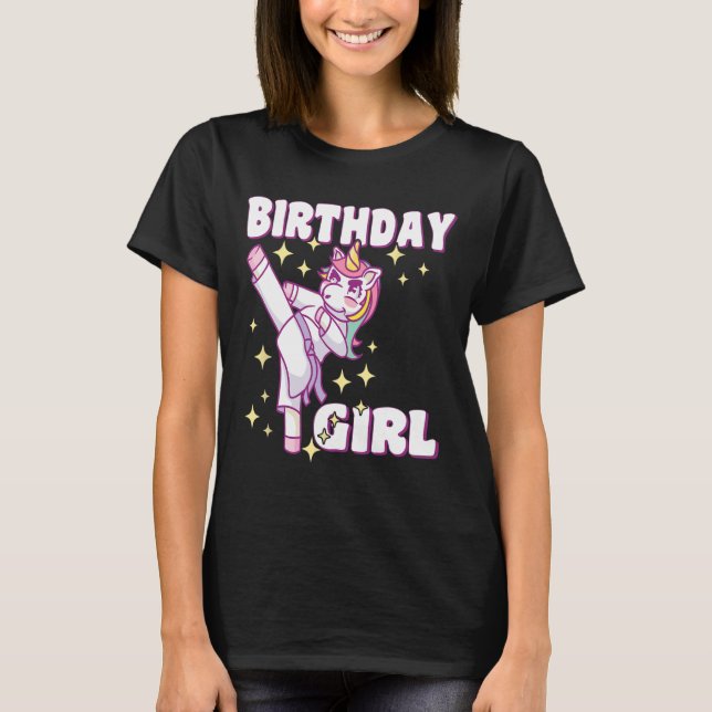 Camiseta Birthday Karate Unicorn Girl (Frente)