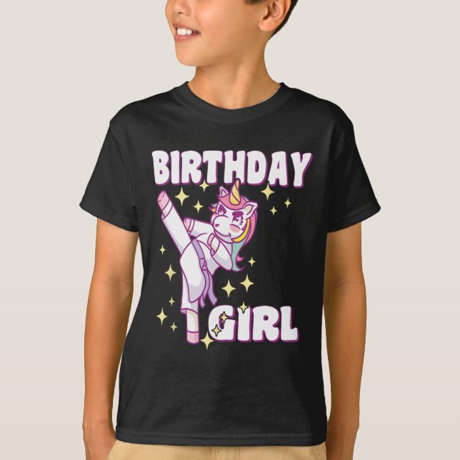 Camiseta Birthday Karate Unicorn Girl (Frente)