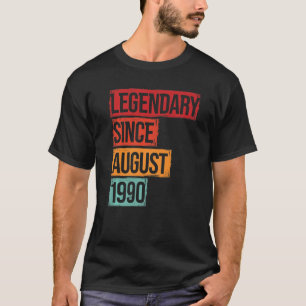 Camiseta Birthday Legendary Since August 1990