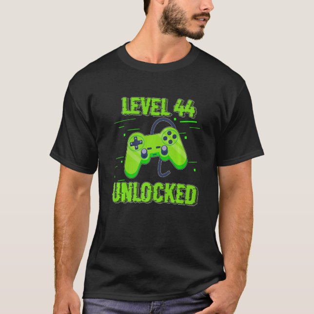 Camiseta Birthday  Level 44 Unlocked Video Games Controller (Frente)