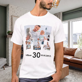 Camiseta Birthday name age photo collage