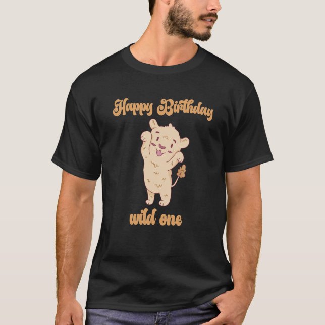 Camiseta Birthday One Wild Lion Animals Celebration Boy Gir (Frente)