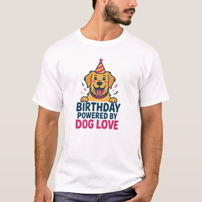 Camiseta Birthday Powered by Dog Love Illustration (Frente)