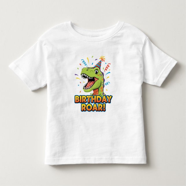Camiseta Birthday Roar Cute Dinosaur Birthday Party Design (Frente)