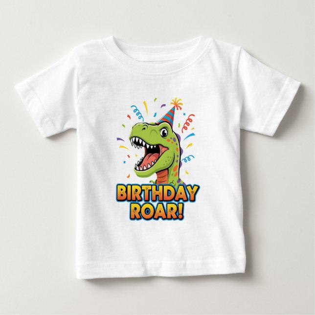 Camiseta Birthday Roar Cute Dinosaur Birthday Party Design (Frente)