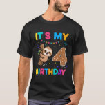 Camiseta Birthday Sloth 4 years old 4th Birthday Sloth Love<br><div class="desc">Birthday Sloth 4 years old 4th Birthday Sloth Lover T-Shirt</div>