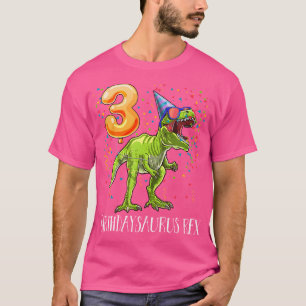 Camiseta Birthdaysaurus Rex aniversário de 3 anos T Rex Din