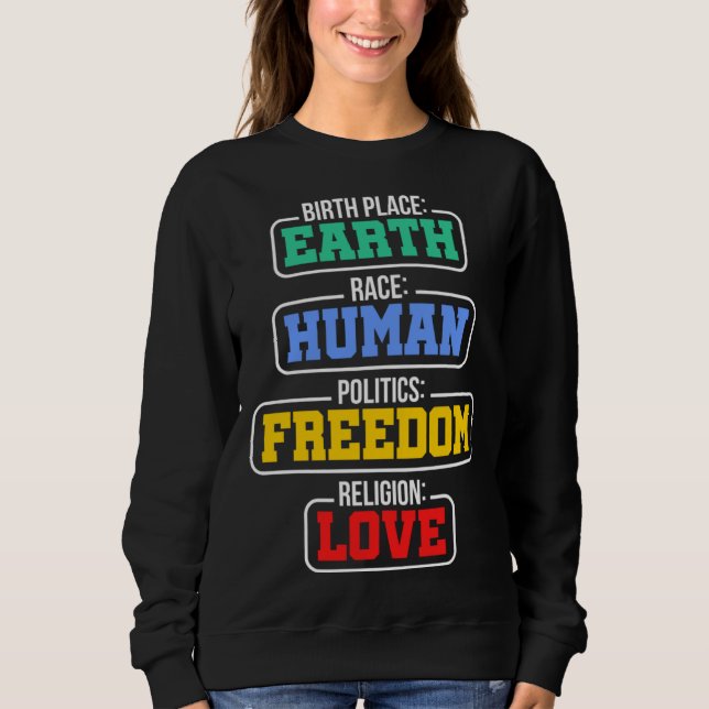 Camiseta Birthplace Earth Race Human Politics Freedom Relig (Frente)