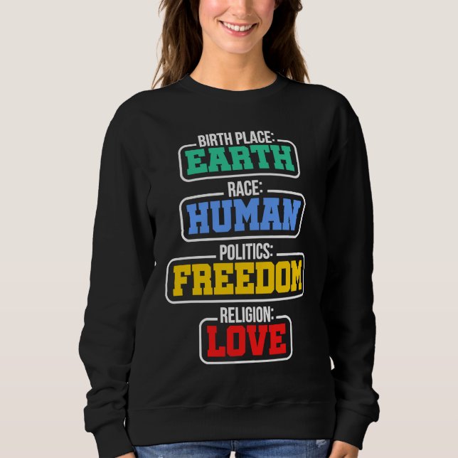 Camiseta Birthplace Earth Race Human Politics Freedom Relig (Frente)