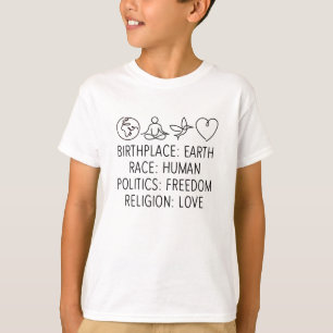Camiseta Birthplace Earth Race Política Humana Liberdade Am