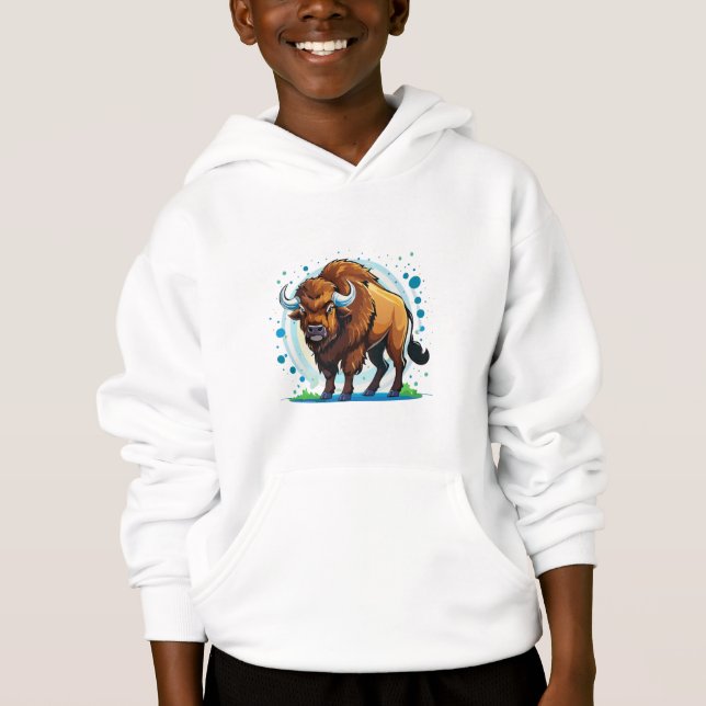 Camiseta bisão de chifre grande (Frente)