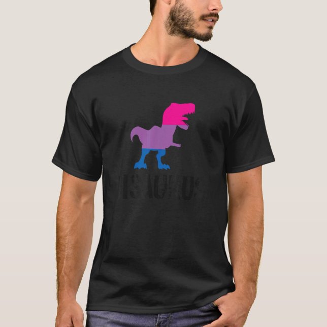 Camiseta Bisaurus Dinosaur Rex Orgulho Bissexual Bandeira B (Frente)