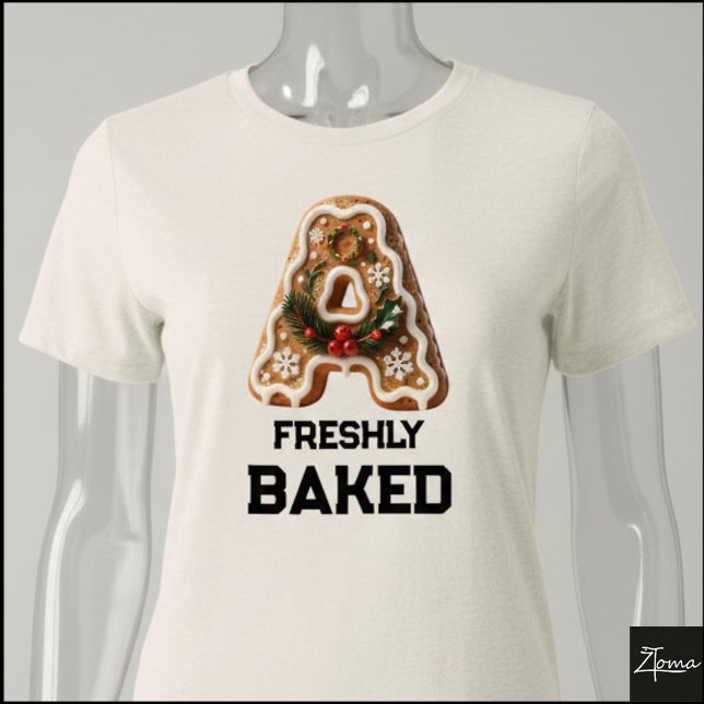 Camiseta Biscoito de Gengibre Natal Letra Inicial A (Criador carregado)