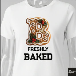 Camiseta Biscoito de Gengibre Natal Letra Inicial B