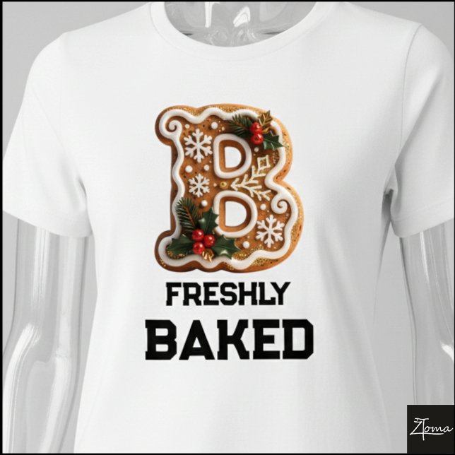 Camiseta Biscoito de Gengibre Natal Letra Inicial B (Criador carregado)