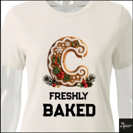 Camiseta Biscoito de Gengibre Natal Letra Inicial C