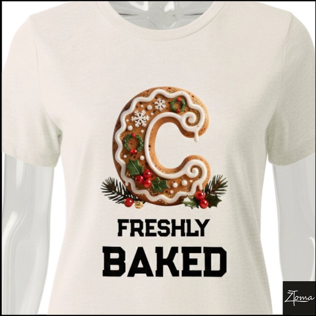 Camiseta Biscoito de Gengibre Natal Letra Inicial C (Criador carregado)