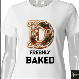 Camiseta Biscoito de Gengibre Natal Letra Inicial D