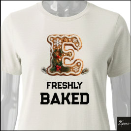 Camiseta Biscoito de Gengibre Natal Letra Inicial E