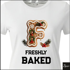 Camiseta Biscoito de Gengibre Natal Letra Inicial F