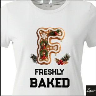 Camiseta Biscoito de Gengibre Natal Letra Inicial F