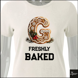 Camiseta Biscoito de Gengibre Natal Letra Inicial G