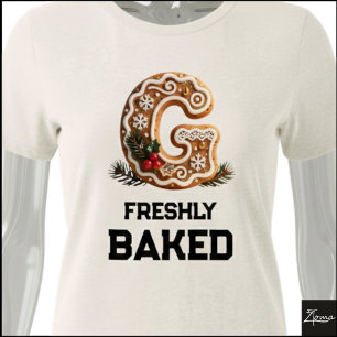 Camiseta Biscoito de Gengibre Natal Letra Inicial G