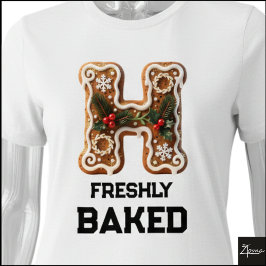 Camiseta Biscoito de Gengibre Natal Letra Inicial H