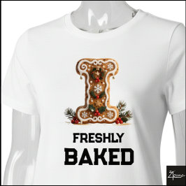 Camiseta Biscoito de Gengibre Natal Letra Inicial I
