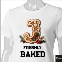 Camiseta Biscoito de Gengibre Natal Letra Inicial J