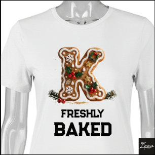 Camiseta Biscoito de Gengibre Natal Letra Inicial K