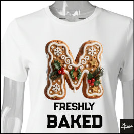 Camiseta Biscoito de Gengibre Natal Letra Inicial M