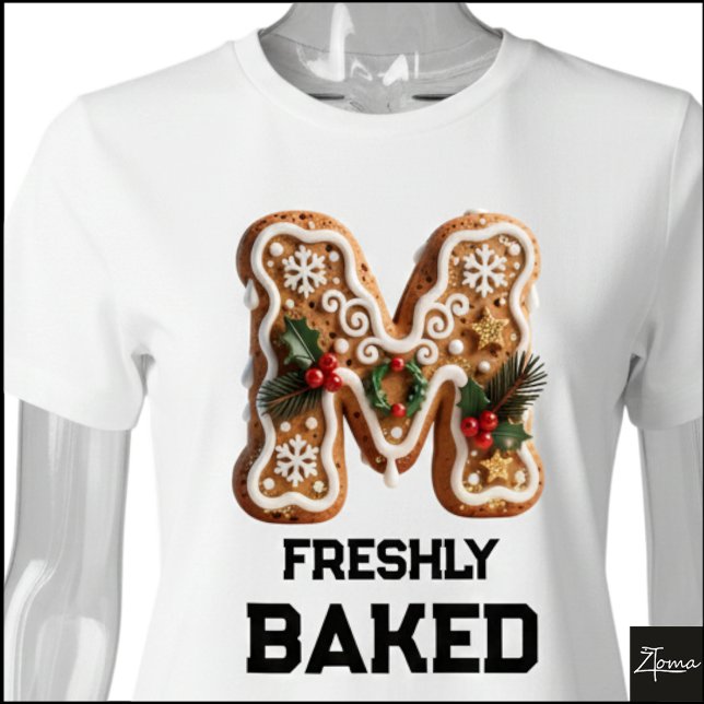 Camiseta Biscoito de Gengibre Natal Letra Inicial M (Criador carregado)