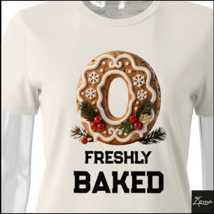 Camiseta Biscoito de Gengibre Natal Letra Inicial O