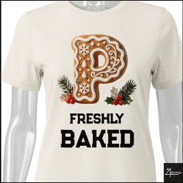Camiseta Biscoito de Gengibre Natal Letra Inicial P