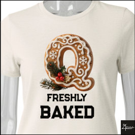 Camiseta Biscoito de Gengibre Natal Letra Inicial Q