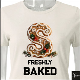Camiseta Biscoito de Gengibre Natal Letra Inicial S