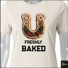 Camiseta Biscoito de Gengibre Natal Letra Inicial U