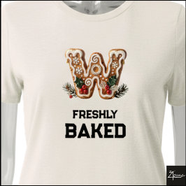 Camiseta Biscoito de Gengibre Natal Letra Inicial W