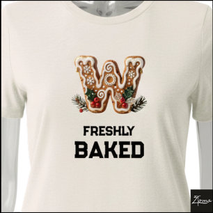 Camiseta Biscoito de Gengibre Natal Letra Inicial W