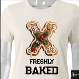Camiseta Biscoito de Gengibre Natal Letra Inicial X
