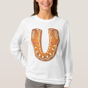 Camiseta Biscoito de Natal com Monograma da Letra U em Geng