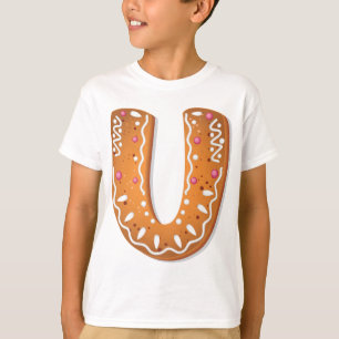 Camiseta Biscoito de Natal com Monograma da Letra U em Geng