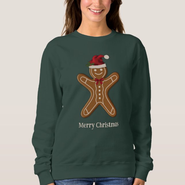 Camiseta Biscoito de Natal de Gengibre Festivo Com Texto (Frente)