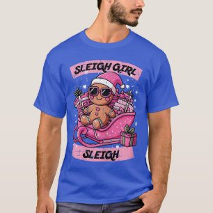 Camiseta Biscoito de Natal Rosa Trenó Menina Natal Meninas