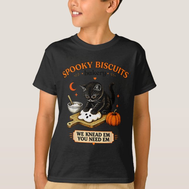 Camiseta Biscoitos de gatinho temporada assustadora biscoit (Frente)