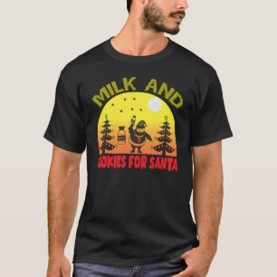 Camiseta Biscoitos De Natal E Leite Que Eu Deixo Para O Pap