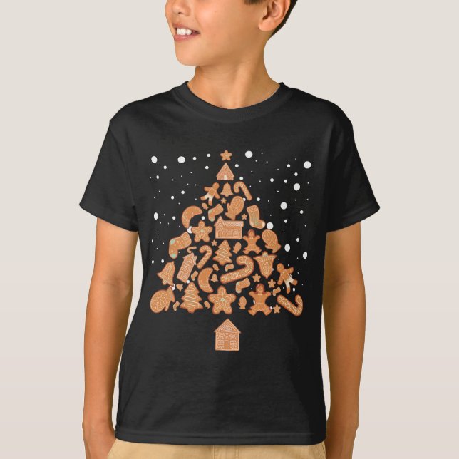 Camiseta Biscoitos de pão-de-gengibre Árvore de Natal Ginge (Frente)